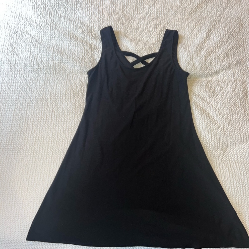 Black, stretchy and flowy mini dress